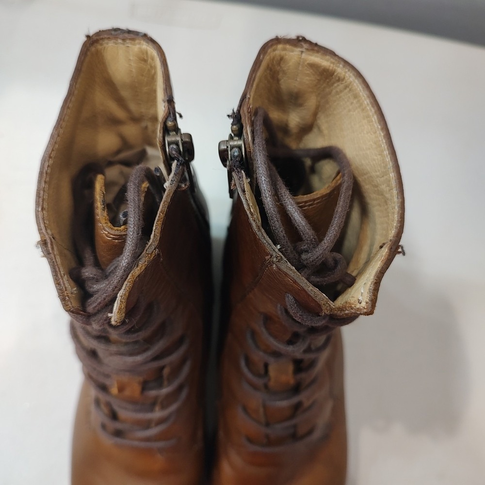 Frye Brown Leather Combat Boots - Picture 9 of 12